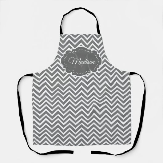 Gray Chevron Aangepast Schort (Voorkant)