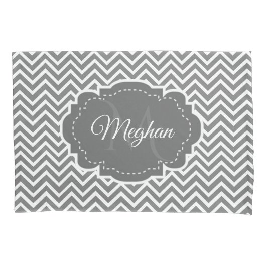 Gray Chevron Aangepaste Kussensloop (Voorkant)
