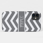 Gray Chevron Aangepaste naam Case-Mate iPhone Case (Achterkant (horizontaal))