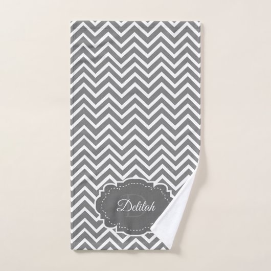 Gray Chevron Aangepaste wasset Bad Handdoek (Handdoek)