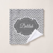 Gray Chevron Aangepaste wasset Bad Handdoek (Wasdoekje)