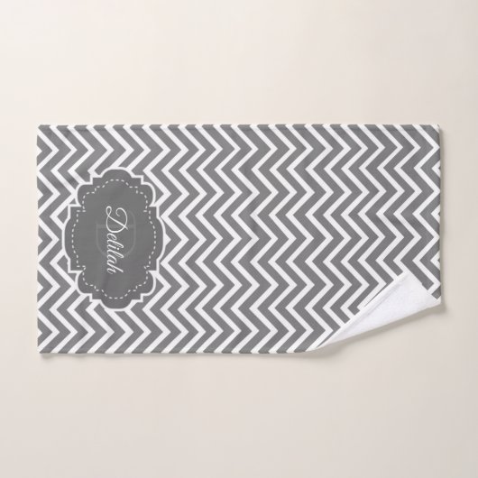 Gray Chevron Aangepaste wasset Bad Handdoek (Handdoek)