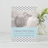 Gray Chevron | Aankondiging ter geboorte van Baby (Staand voorkant)
