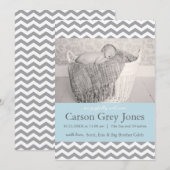 Gray Chevron | Aankondiging ter geboorte van Baby (Voorkant / Achterkant)
