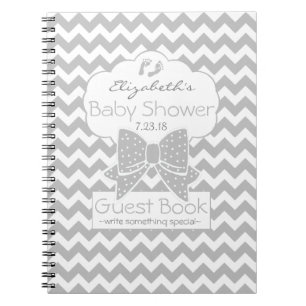 Gray Chevron Baby shower Guest Book Notitieboek