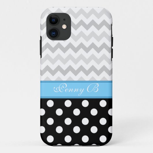 Gray Chevron Black Polka Dot Blue iPhone 5 Hoesje (Achterkant)