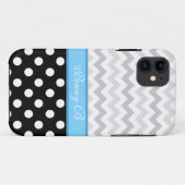 Gray Chevron Black Polka Dot Blue iPhone 5 Hoesje (Achterkant (horizontaal))