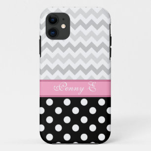 Gray Chevron Black Polka Dot Pink iPhone 5 Hoesje