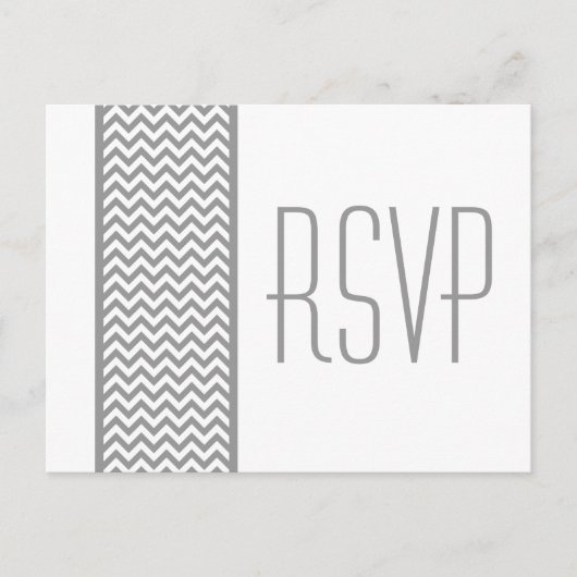 Gray Chevron Border RSVP Briefkaart (Voorkant)