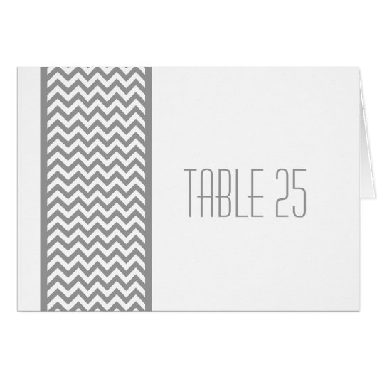 Gray Chevron Border Table Number Kaart (Voorkant Horizontaal)