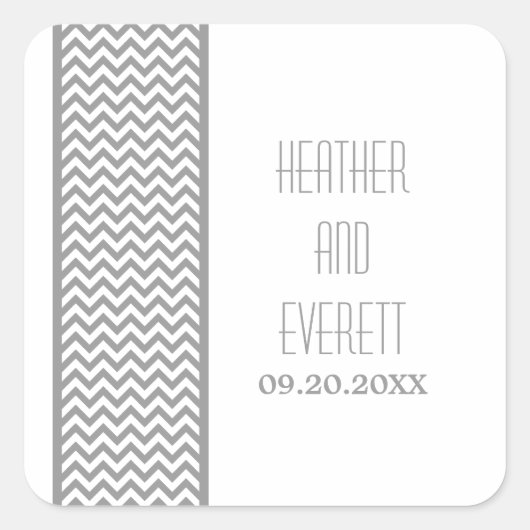 Gray Chevron Border Wedding Stickers (Voorkant)