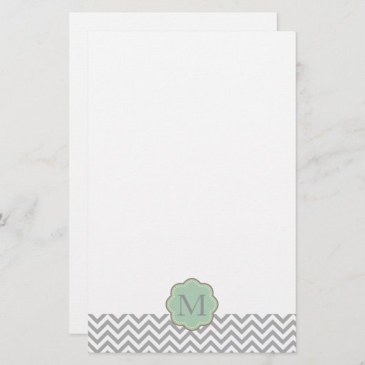 Gray Chevron Briefpapier (Voorkant / Achterkant)