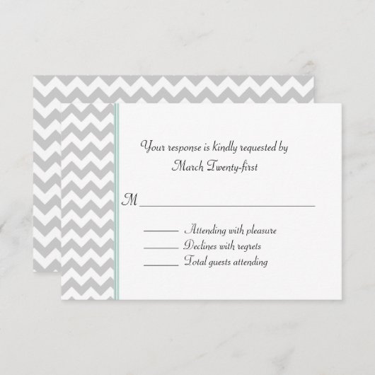 Gray Chevron Custom Wedding RSVP Card (Voorkant / Achterkant)