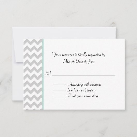 Gray Chevron Custom Wedding RSVP Card Kaartje (Voorkant)