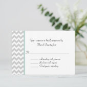 Gray Chevron Custom Wedding RSVP Card Kaartje (Staand voorkant)