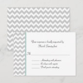 Gray Chevron Custom Wedding RSVP Card Kaartje (Voorkant / Achterkant)