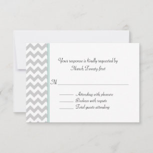 Gray Chevron Custom Wedding RSVP Card Kaartje