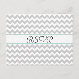 Gray Chevron Custom Wedding RSVP Post Kaart