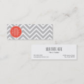 Gray Chevron en Coral Custom Monogram Mini Visitekaartje (Voorkant / Achterkant)