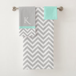Gray Chevron en Mint Green Bath Towel Set Bad Handdoek
