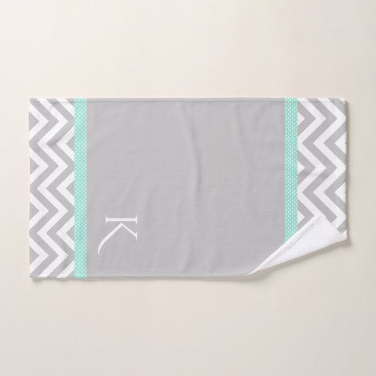 Gray Chevron en Mint Green Bath Towel Set Bad Handdoek (Handdoek)