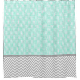 Gray Chevron en Mint Green Shower Curtain Douchegordijn