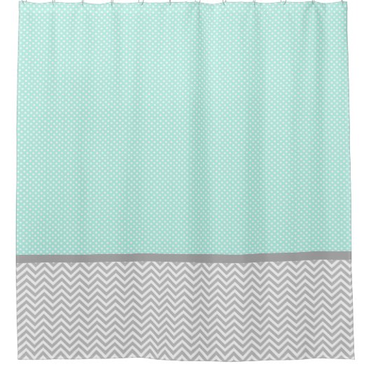 Gray Chevron en Mint Green Shower Curtain Douchegordijn (Voorkant)
