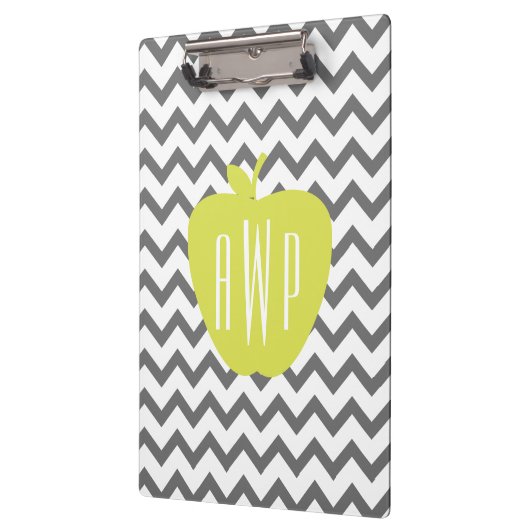 Gray Chevron en Neon Apple Monogram leraar Klembord (Links)