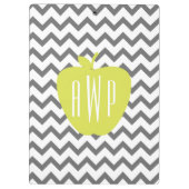 Gray Chevron en Neon Apple Monogram leraar Klembord (Achterkant)