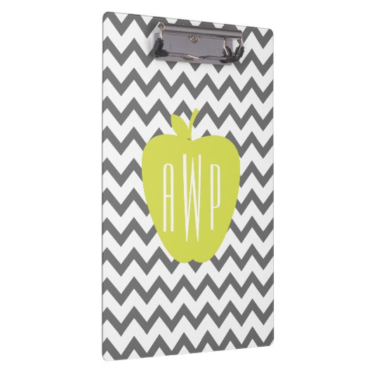 Gray Chevron en Neon Apple Monogram leraar Klembord (Rechts)