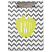 Gray Chevron en Neon Apple Monogram leraar Klembord (Voorkant)