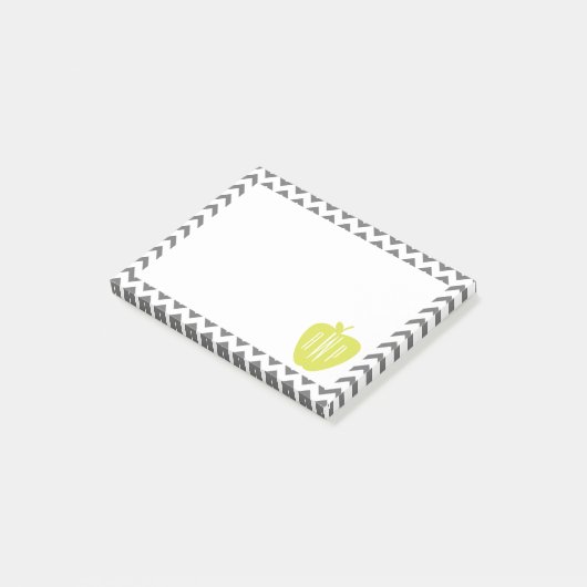 Gray Chevron en Neon Apple Monogram leraar Post-it® Notes (Schuin)