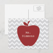 Gray Chevron en Red Apple-leraar Briefkaart (Voorkant / Achterkant)