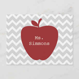 Gray Chevron en Red Apple-leraar Briefkaart