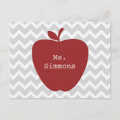 Gray Chevron en Red Apple-leraar Briefkaart (Voorkant)