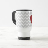 Gray Chevron en Red Apple-leraar Reisbeker (Voorkant links)