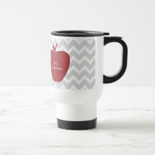 Gray Chevron en Red Apple-leraar Reisbeker