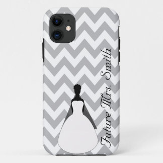 Gray Chevron Future Mrs Bride iPhone 11 Hoesje