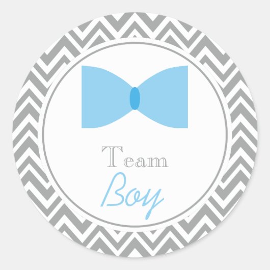Gray Chevron Gender onthullen Bow Stropdas Team Bo Ronde Sticker (Voorkant)