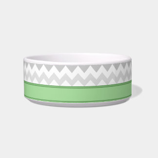Gray Chevron Green gepersonaliseerd Cat Bowl Voerbakje