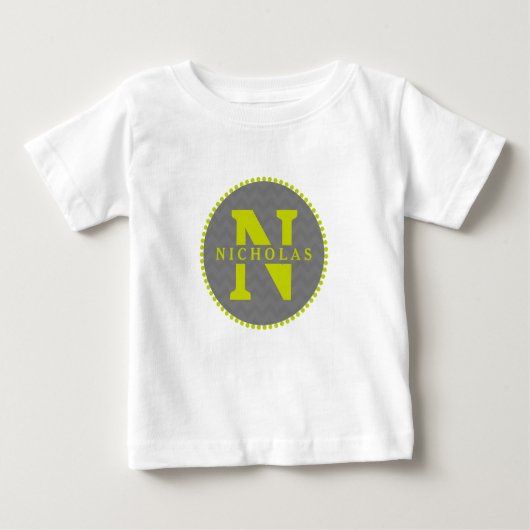 Gray Chevron + Groene Monogram Romper (Voorkant)