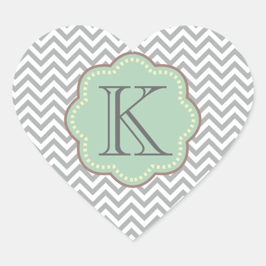 Gray Chevron Hart Sticker (Voorkant)