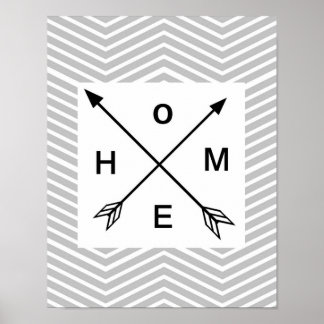 Gray Chevron Home Decor Art Poster Minimalistische