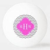 Gray Chevron Hot Pink Quatrefoil 3 Monogram Tn Pingpongbal (Achterkant)