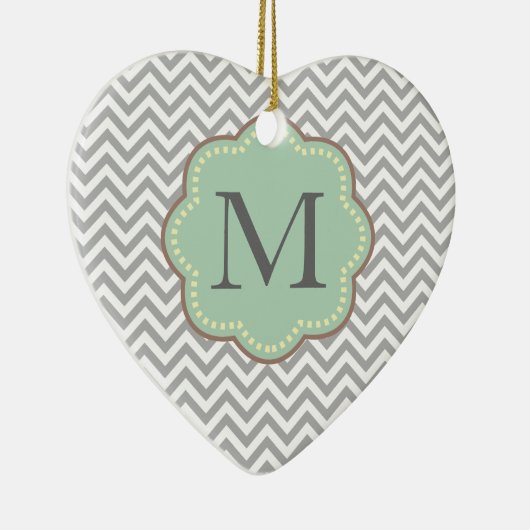 Gray Chevron Keramisch Ornament (Rechts)