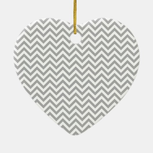 Gray Chevron Keramisch Ornament (Achterkant)