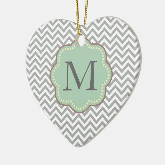 Gray Chevron Keramisch Ornament (Links)
