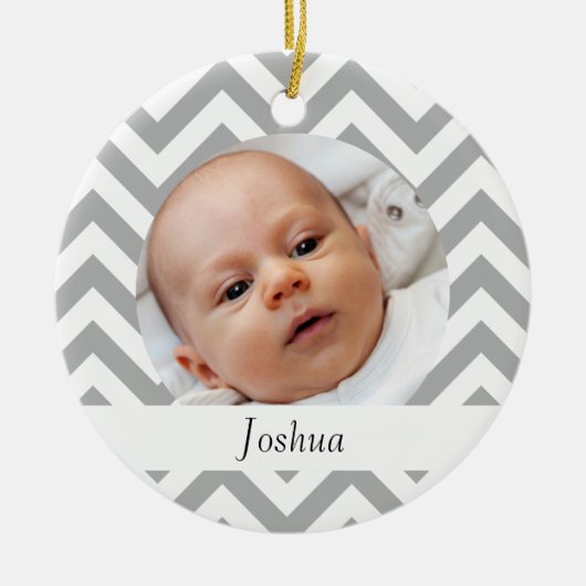 Gray Chevron Keramisch Ornament (Voorkant)