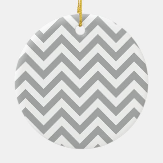 Gray Chevron Keramisch Ornament (Achterkant)