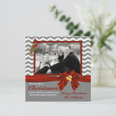 Gray Chevron met kerstkaart (Staand voorkant)